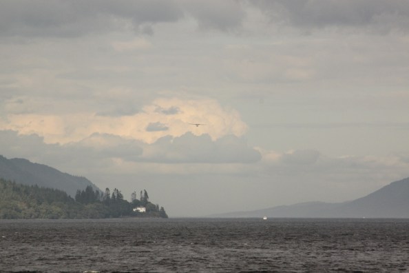 The Catalina approaches Fort Augustus over Lock Ness